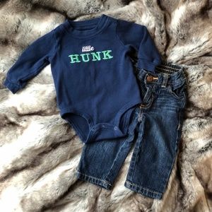 2-pc baby jeans and Little Hunk bodysuit